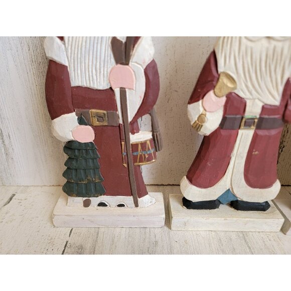 Wooden Santa Claus set tree toy sack figure Xmas decor - Picture 3 of 10